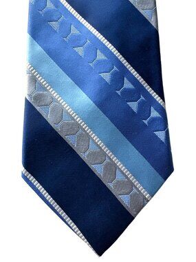 Nicole Miller NY Bartender All Silk Tie MARTINI Glass Blue Stripe Novelty 60"